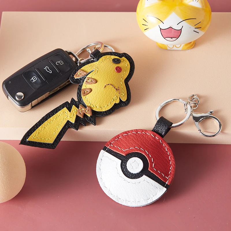 

Брелок для ключей с покемоном «сделай сам», подвеска из овечьей шкуры в стиле аниме, с мультяшным принтом покебола, женская подвеска