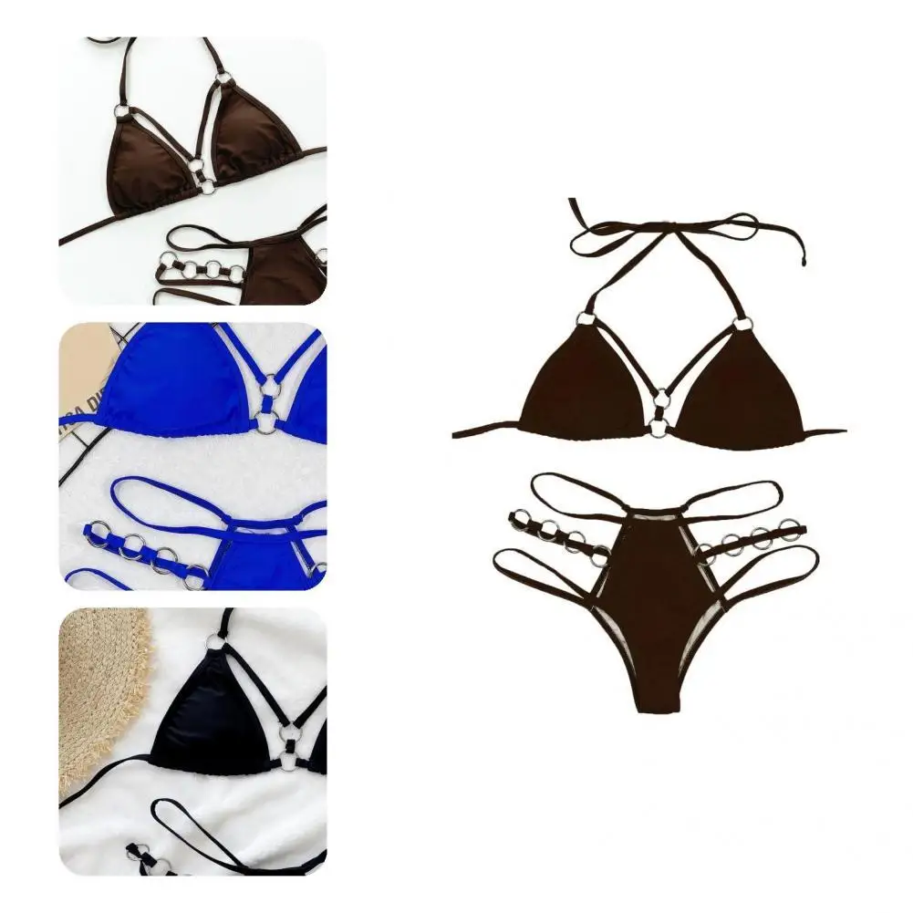 

Two-piece 2Pcs/Set Attractive Simple Adjustable Bikini Girls Split Bikini Halter for Swimming