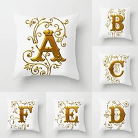 european gold letter pillow case 45x45cm digital printed peachskin home texile pillowcase for home decorative sofa cushion cover