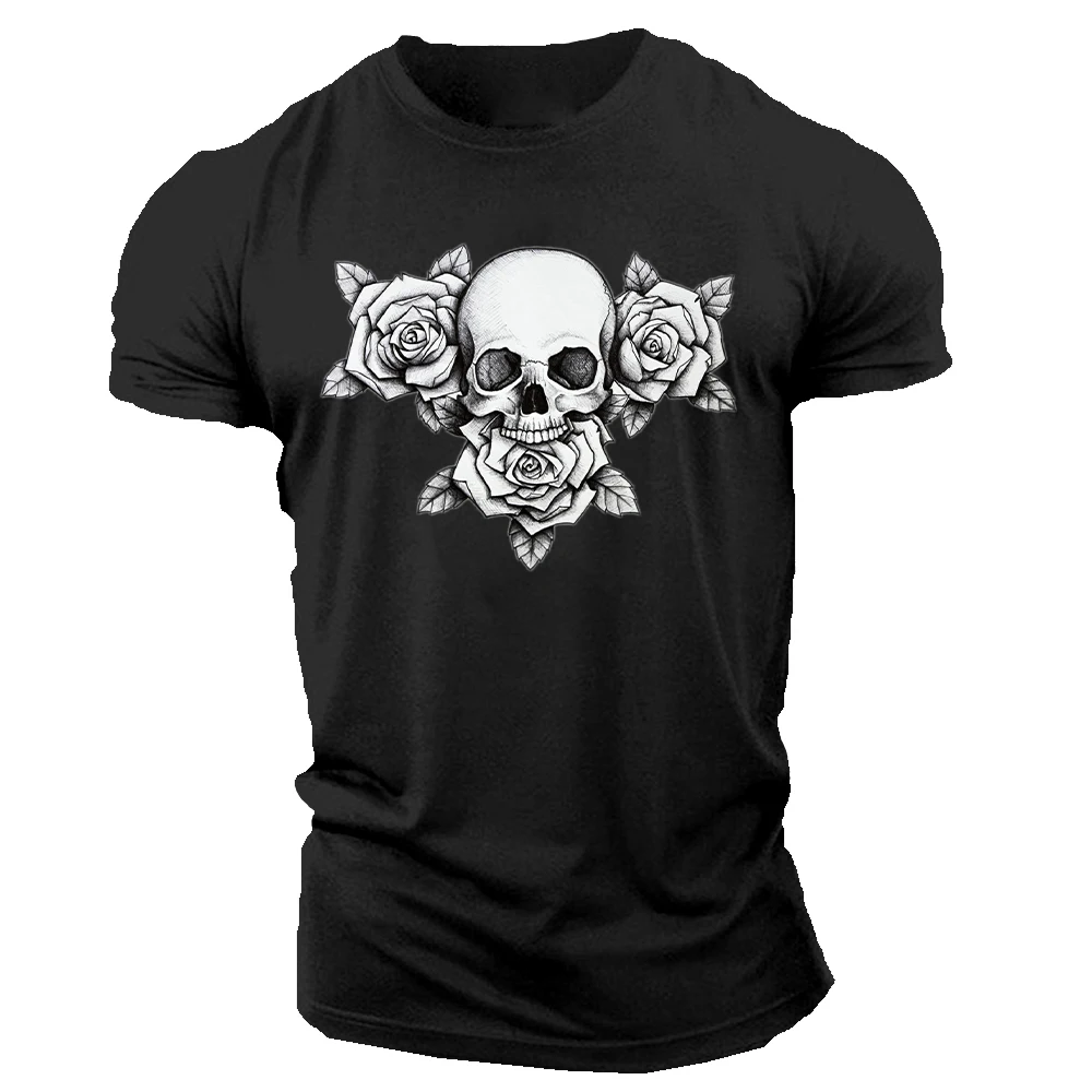 

2022 new horror skull men's printed T-shirt comfortable fitness street top trend multi-color summer close-fitting four seasons