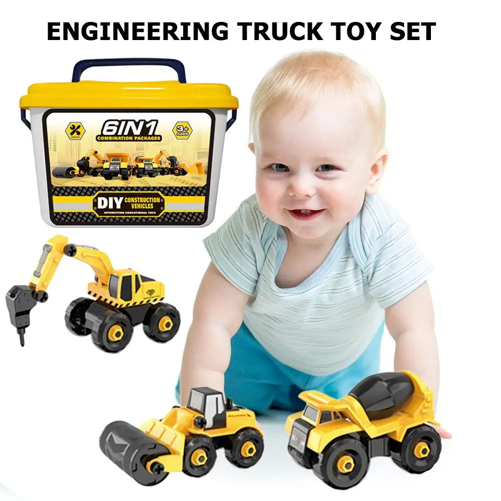 

Children's Engineering Car Toy Simulation Excavator Toy Fighting Type Scooter Model Mini Engineering Car Set DIY Modeling