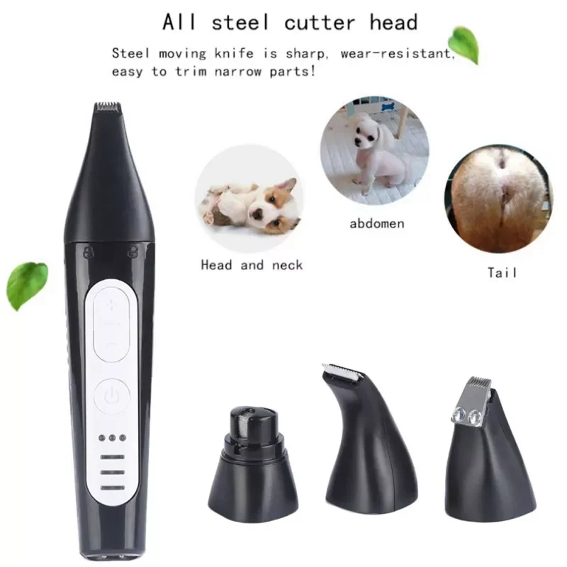 

NEW2023 3 IN 1 Pet Grooming Kit Dog Hair Trimmer USB Rechargeable Pets Clippers Machine Scissor Nail Grinding Hair Trimmer Foot