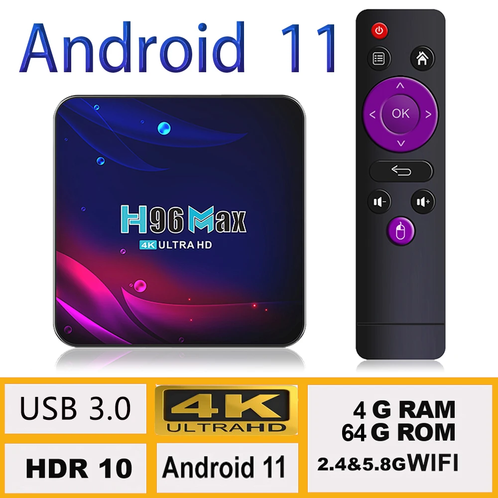 

Приставка Смарт-ТВ Lemfo, Android 11, 4 + 32/64 ГБ, Wi-Fi, 2,4/5,8 ГГц, 4K, Usb 3,0