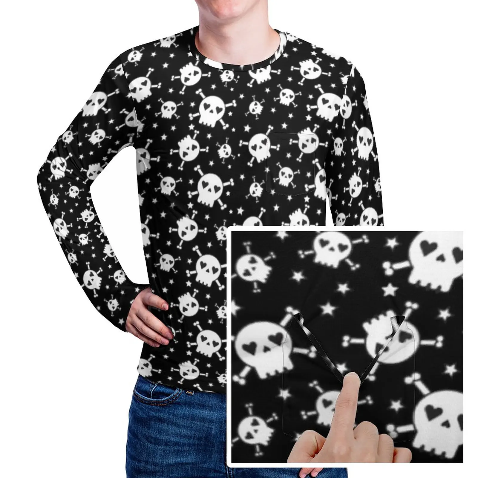 

Футболка мужская с принтом черепа, осенняя