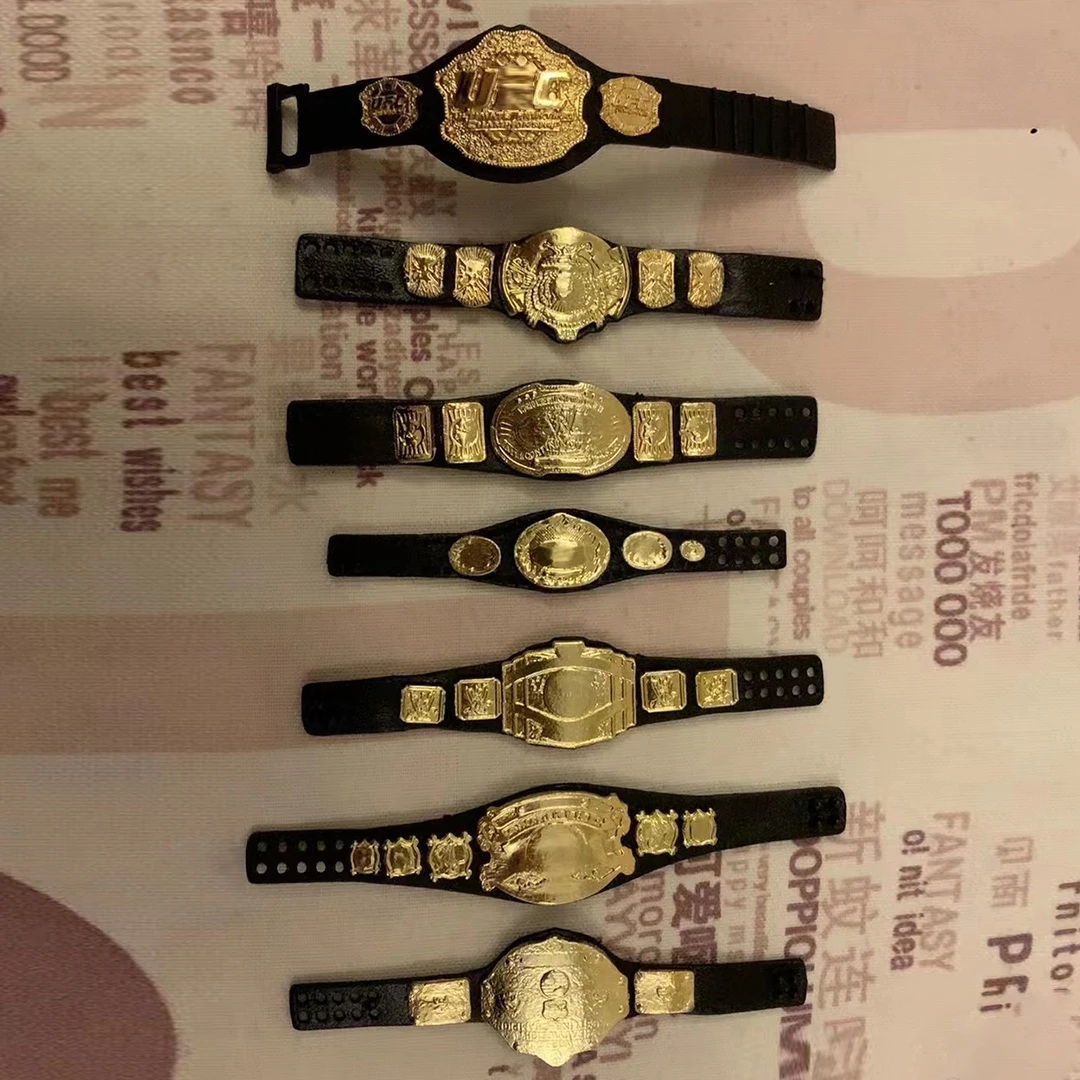 

7pcs Decoration DIY 6'' 7''inch WWE AEW Wrestler Doll Accessory World Championship Part Gold Belt for Doll Action Figure