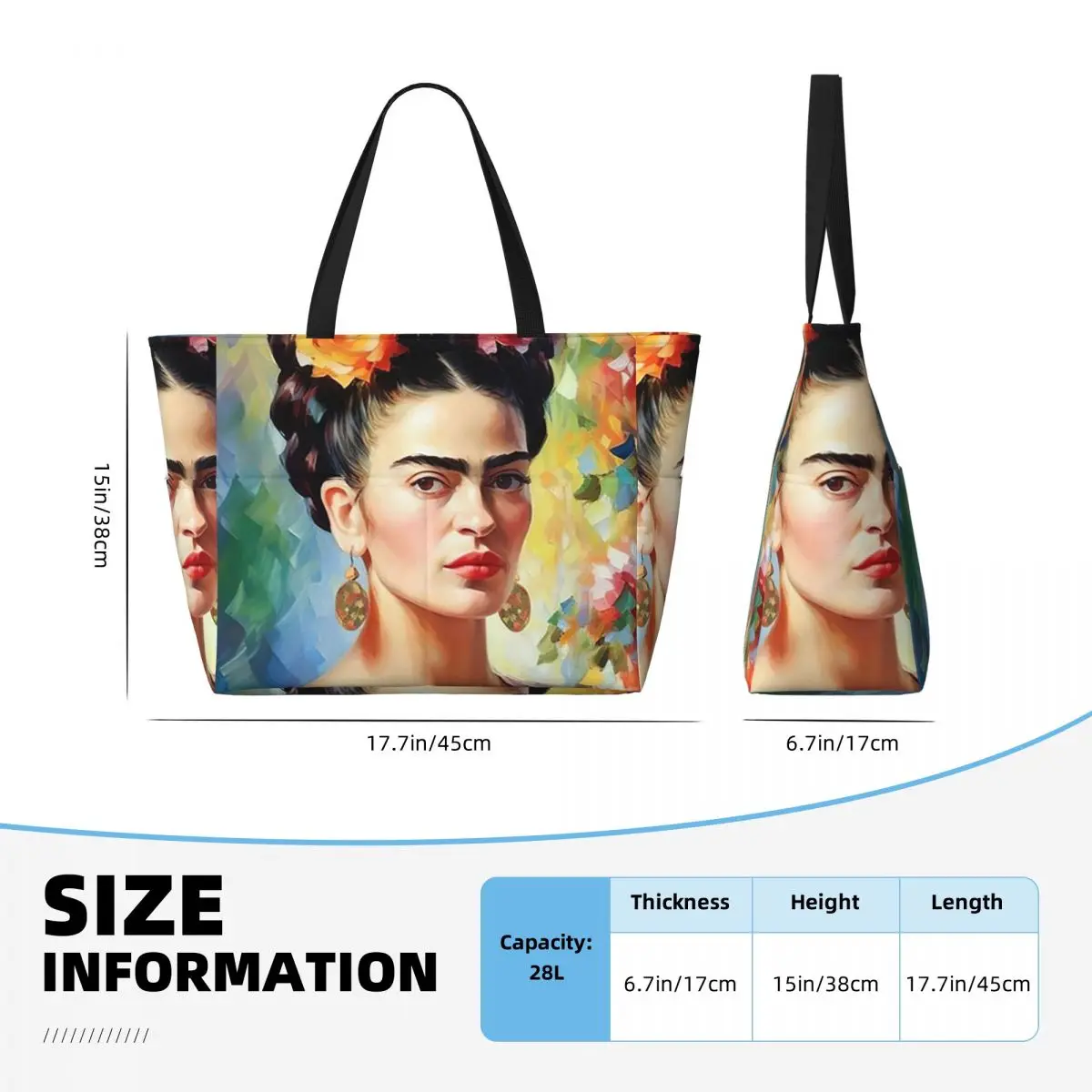 Фото Пляжная сумка-тоут Frida Kahlo, спортивная сумка для спортзала и йоги, большая сумка-тоут, женская дорожная сумка, сумка для фитнеса №3