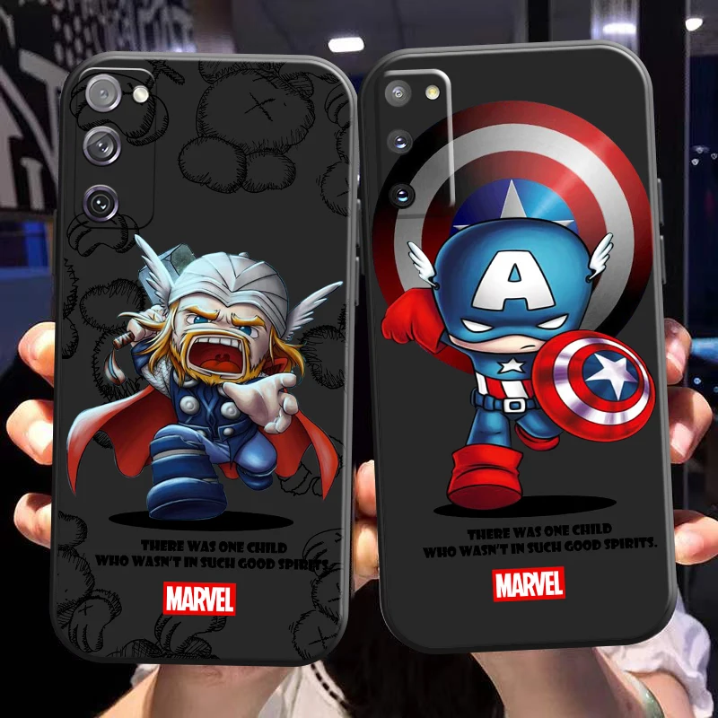 

Marvel Cartoon Spiderman Phone Case For Samsung Galaxy S21 S20 Plus Ultra FE 5G Black Carcasa Liquid Silicon Soft Back