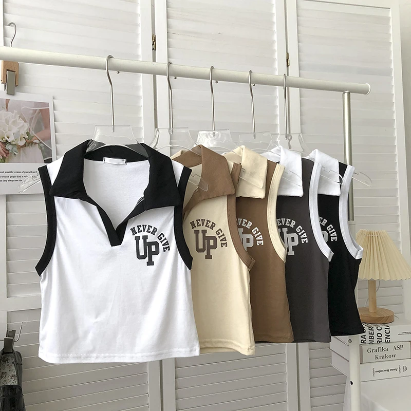 

Vintage Casual Tank Tops For Women Floral Print Sleeveless Turn Down Collar Camis Korean Fashion Woman Tanks Camisoles Dropship