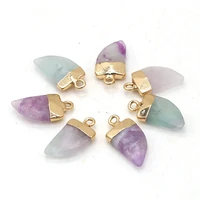 natural stone clear quartz amethyst knife gold plated pendant for jewelry makingdiy necklace earring accessories charms gift 1pc
