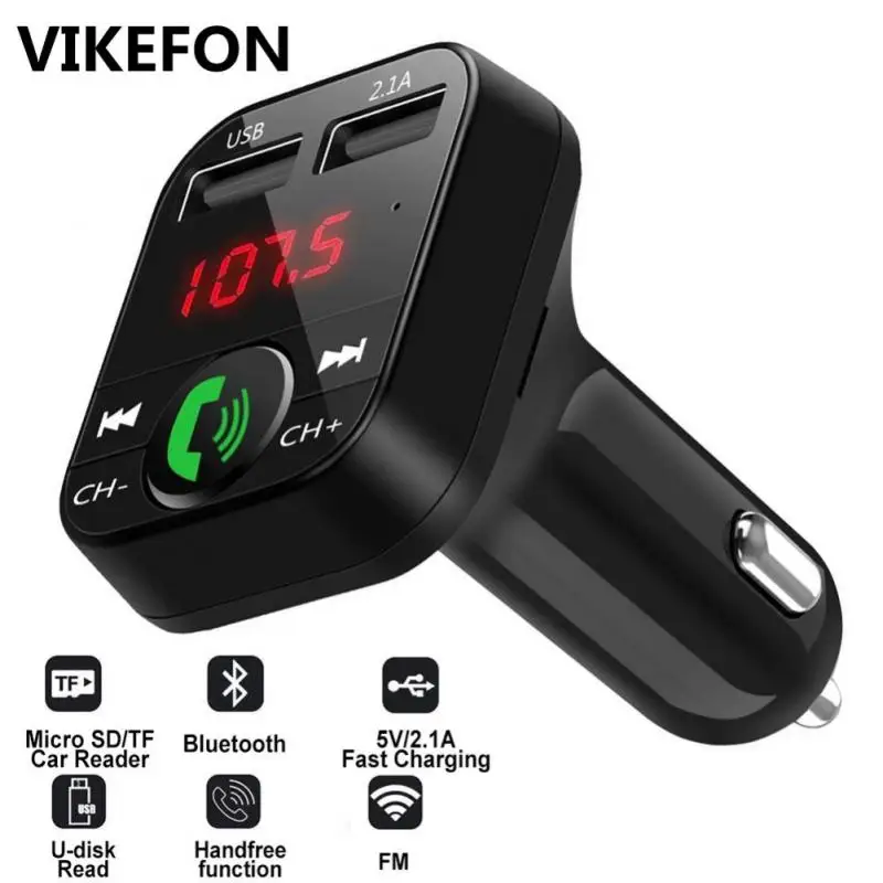 

Bluetooth 5.0 Car FM Transmitter Wireless Adapter Mic Audio Receiver Auto MP3 Player 2.1A Dual USB Fast Charger