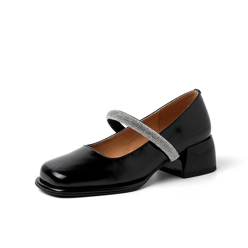 

Туфли женские классические, школьные лоферы, овчина, средний каблук, повседневная обувь, Мэри Джейн, 021