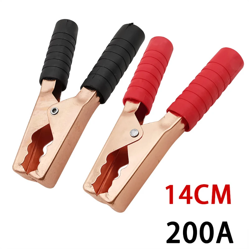 

2Pcs 200A Large Car Battery Alligator Clip 140mm Insulation Crocodile Test Leads Clamps Plug Power Car Accumulator Clips