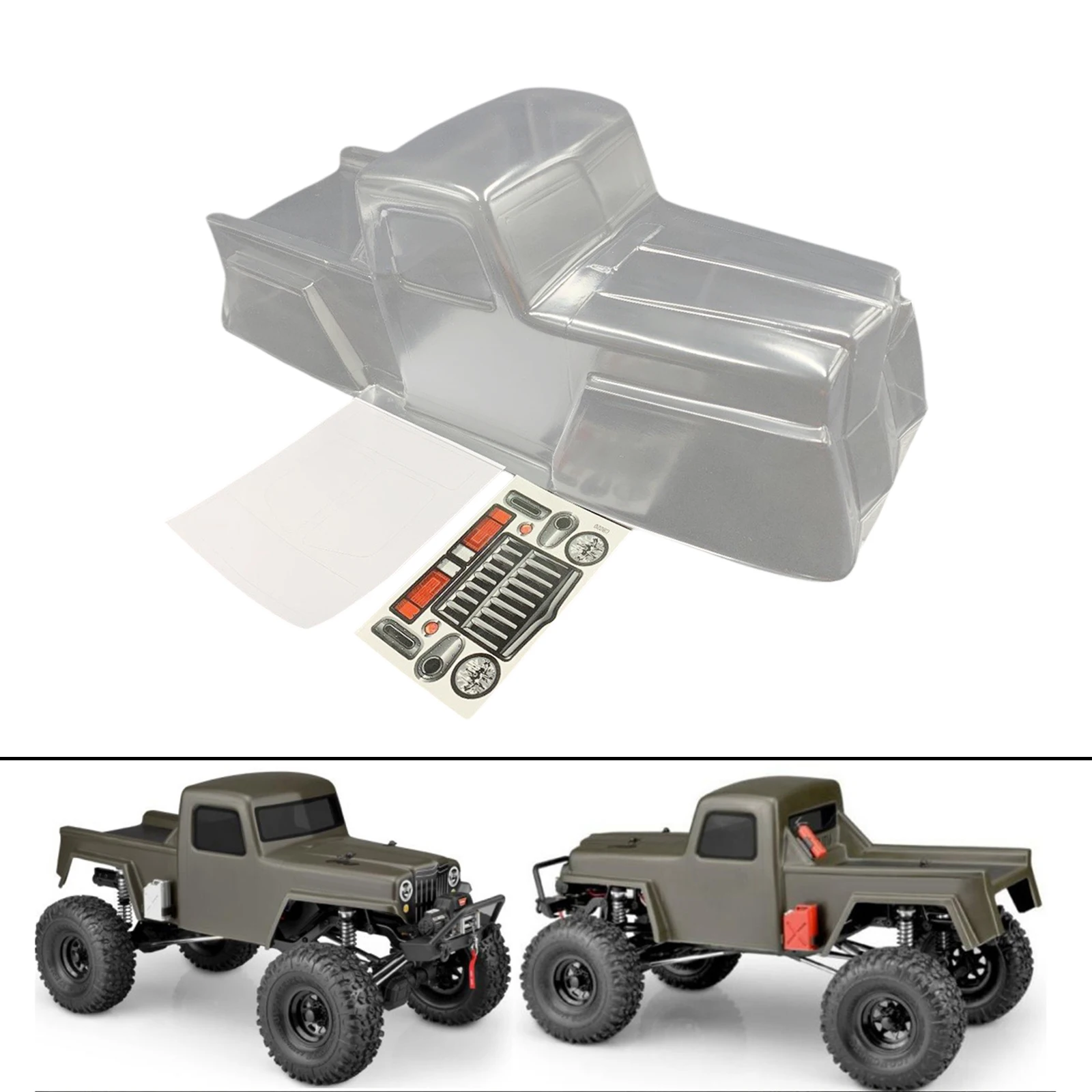 

1/10 RC Crawler RC Body Shell 313mm Wheelbase Transparent Body Shell Parts for SCX10 90046 DIY Modified Truck Accessory