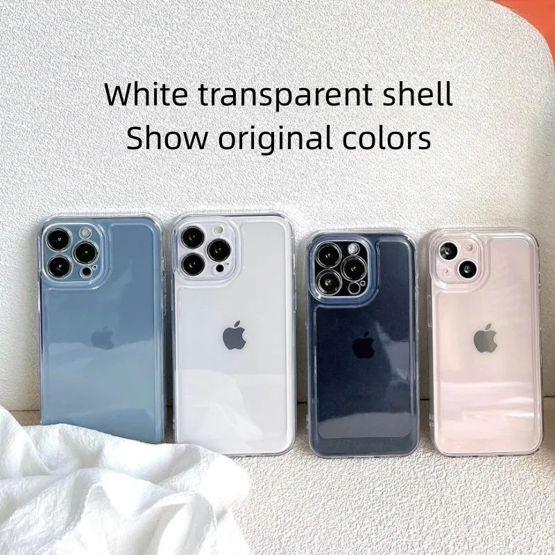 Прозрачный силиконовый чехол с прямыми краями для телефона iPhone 14, 13, 12, 11Pro Max, XS, X, XR, 8, 7 Plus, черный мягкий защитный Мини-объектив из ТПУ