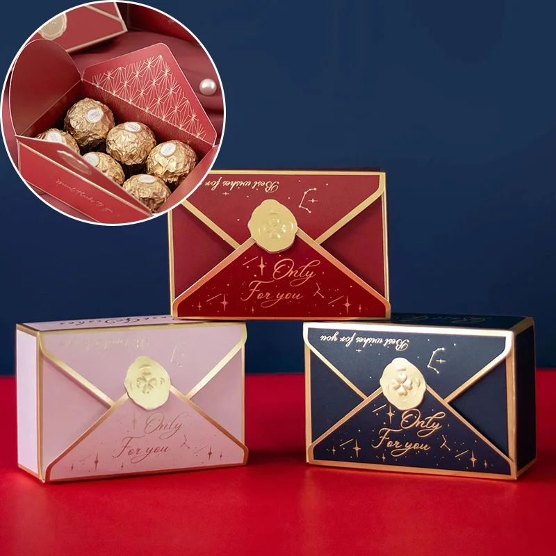

5pcs Envelope Shape Candy Box Chocolate Gift Box Packaging for Guests Baby Shower Wedding Favor Gift Treat Boxes Party Decor