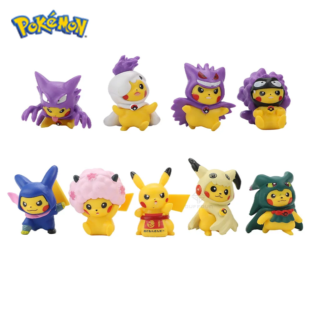 

Cross Dressing Pikachu Action Toys Figures Kawayii Office Desktop Ornaments Comic Pokemon Model Dolls Micro Landscape Decoration