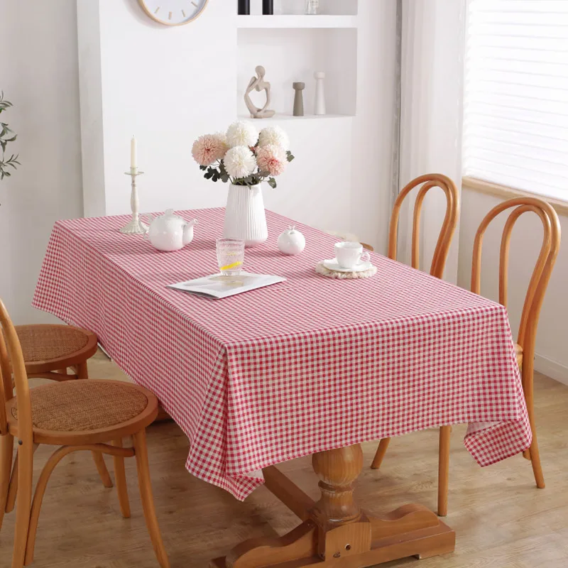 Льняная хлопковая клетчатая скатерть