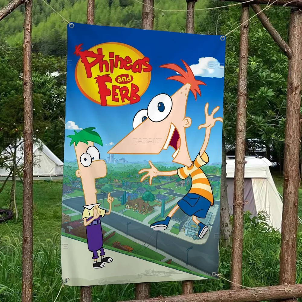 P-phineas мультфильм F-ferbs усовершенствованная печать коммерческая реклама флаг