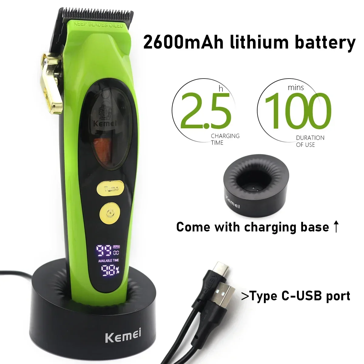 Kemei 2035 Машинка для стрижки волос Парикмахерская Профессиональный беспроводной