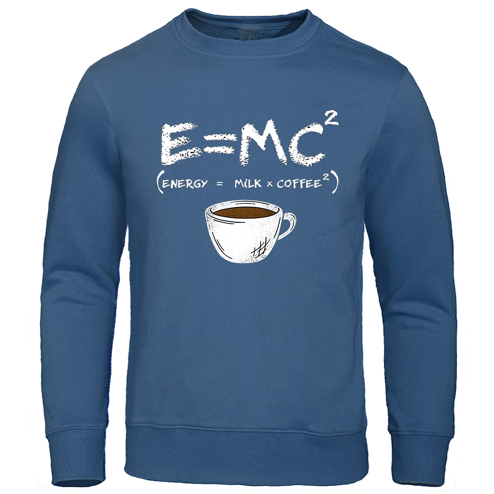 

Свитшот E = Mc² Energy = Молоко + кофе; Флисовая спортивная одежда с круглым вырезом; Свободная осенняя одежда; Мультяшные рисунки; Свободная толстовка; Пуловер; Повседневные топы
