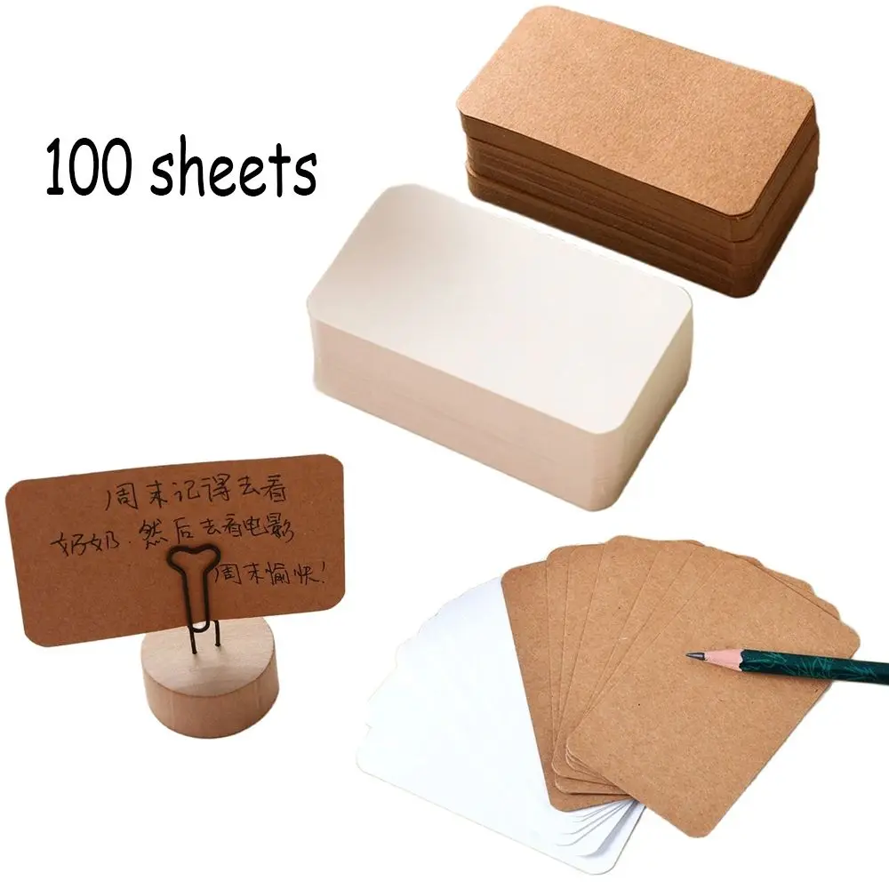 

100pcs Blank Card Kraft Paper DIY Graffiti Learning Words Cards Memo Postcards Message Word Note Student Stationery