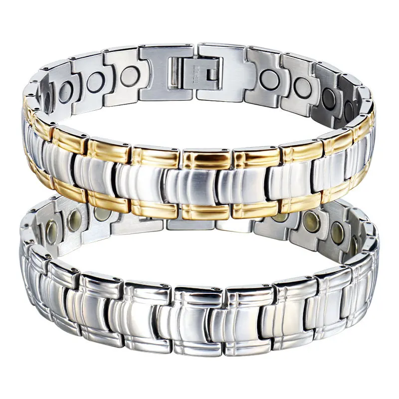 

Men's Titanium Steel Magnetic Energy Bracelet Fat Burning Anti-fatigue Tank Track Stainless Steel Health Bracelet