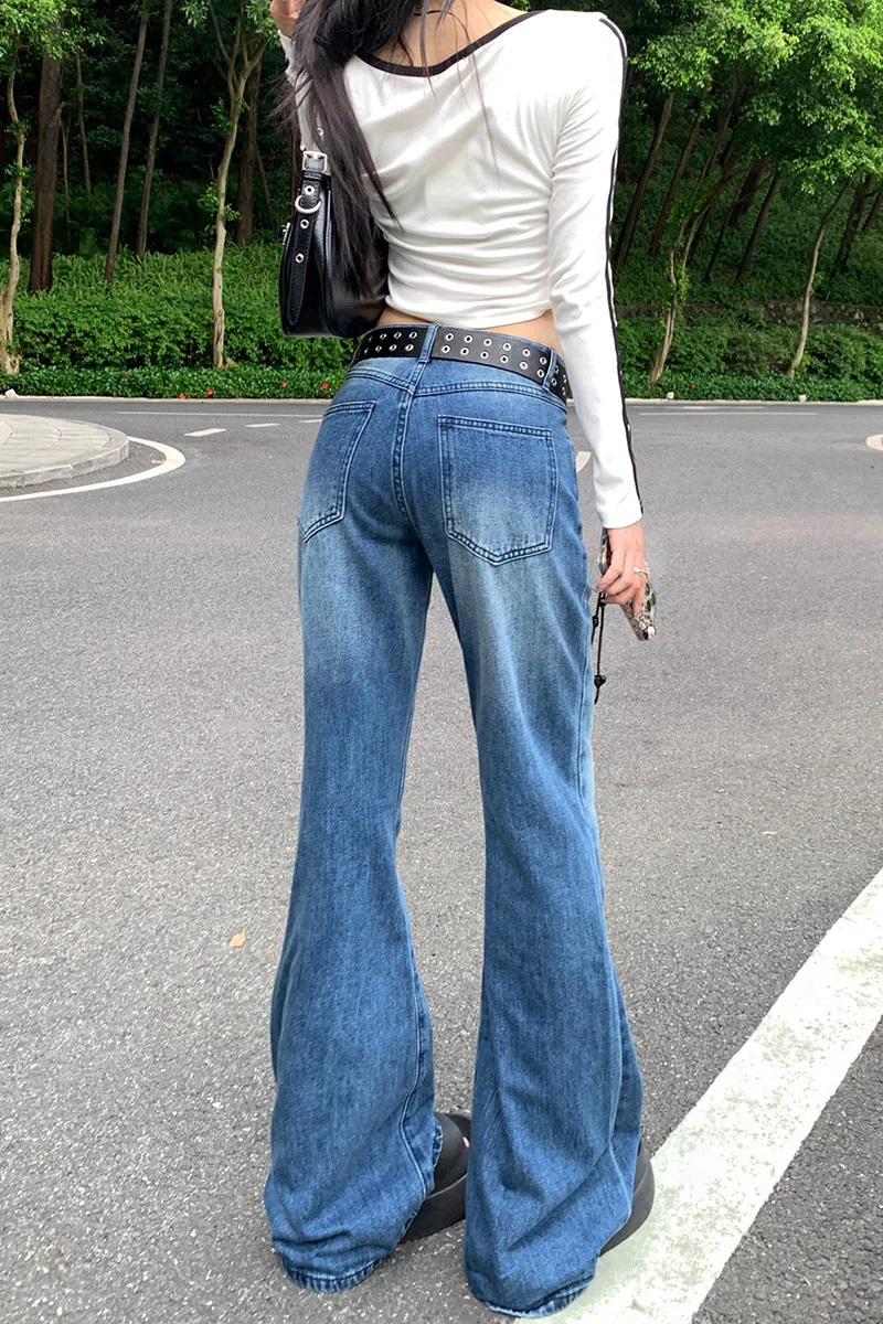 ZMAYC женские тонкие расклешенные джинсы с низкой посадкой новые винтажные уличные