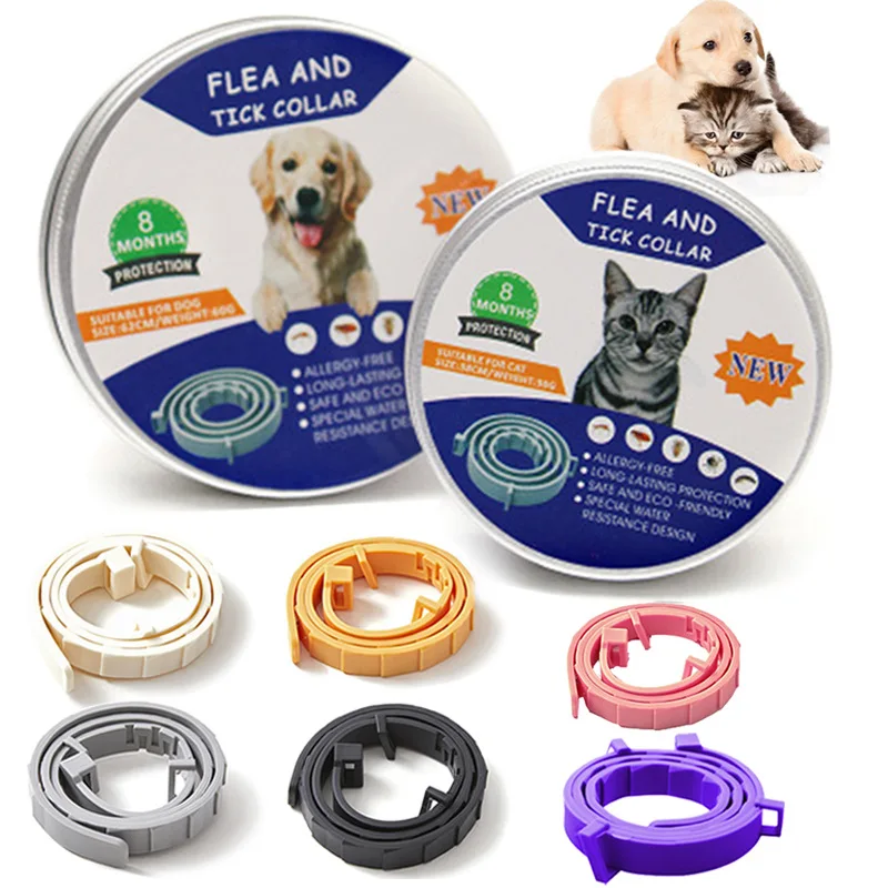 

38/62CM Dog Collar Flea Tick Prevention Pet Cat Dogs Collars Rubber Adjustable Collar For Puppy Kitten 8 Months Dog Accessories