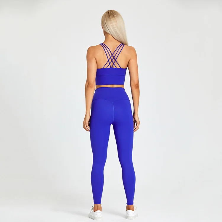 Lulu Yoga Fitness Sets Womens 2 Piece Sexy Elastic Running Tight Gym Workout Bottoms Sports Tights Light weight Breathable Bra