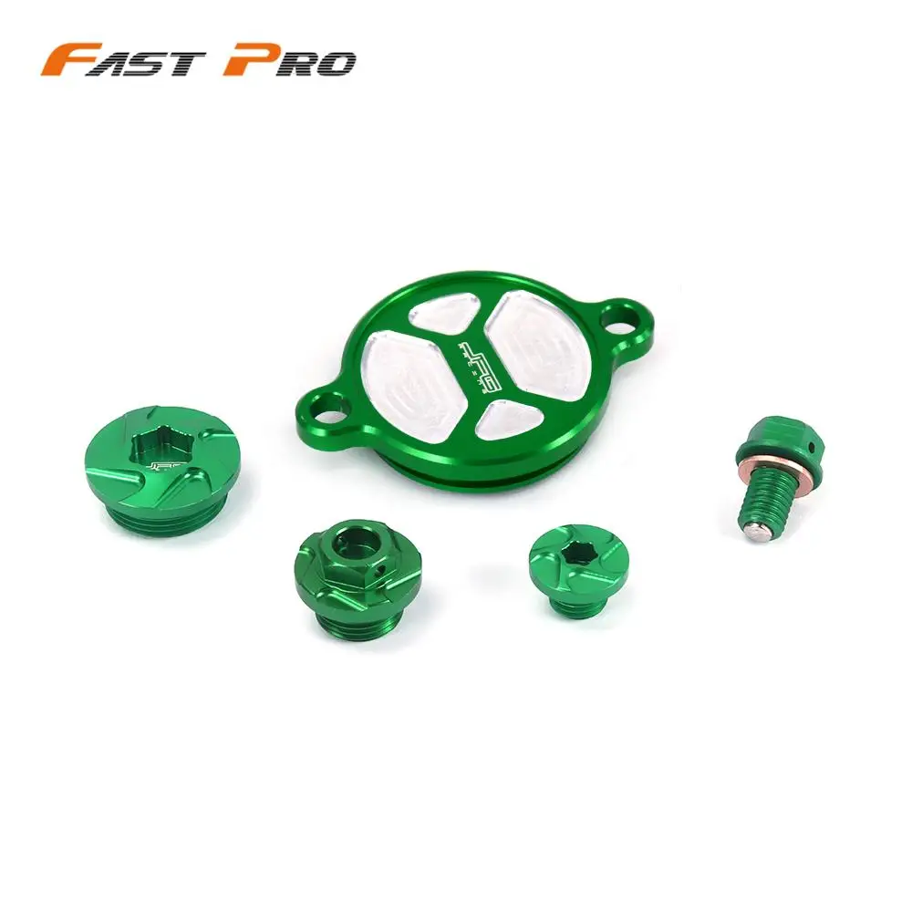 

Motorcycle CNC Billet Oil Filter Cap Cover Magnetic Drain Plug Bolt Filler Engine Timing Set For kawasaki KX250F KXF 2011-2016