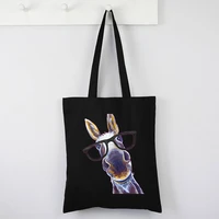 funny donkey art tote bags donkey with glasses clear tote bag animal prints custom shopping bags with logo korean