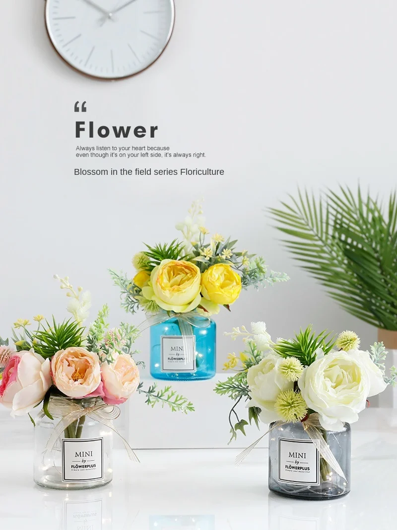 

Home simulation flower living room decoration fake flower decoration rose peony bouquet dining table toilet flower arrangement