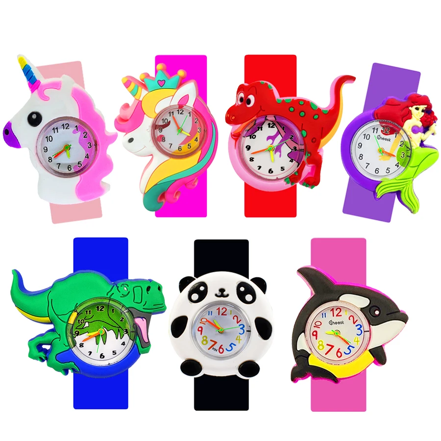 Cute Panda Dinosaur Watch Kids Birthday Gift Boys Girls Cloc