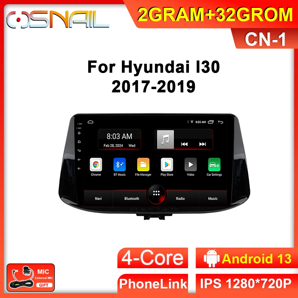 

Автомагнитола на Android 13 для Hyundai i30 2017 2018 2019 2020 2021, стерео экран, мультимедийный видеоплеер, GPS-навигация для Carplay, магнитола 2 din ,магнитола для авто