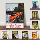 Дорожный постер Портленда, поезд Сан-Франциско, Художественная печать, винтажный для спальни, домашний декор