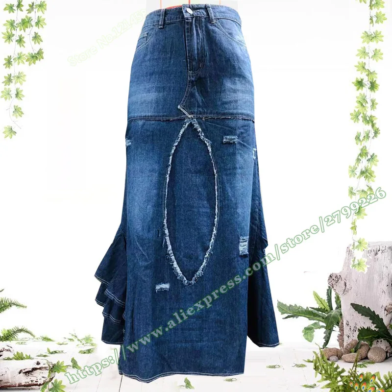 

Весна-Осень 2022, модная винтажная юбка большого размера, с прострочкой, асимметричная юбка стандартной длины, женская одежда