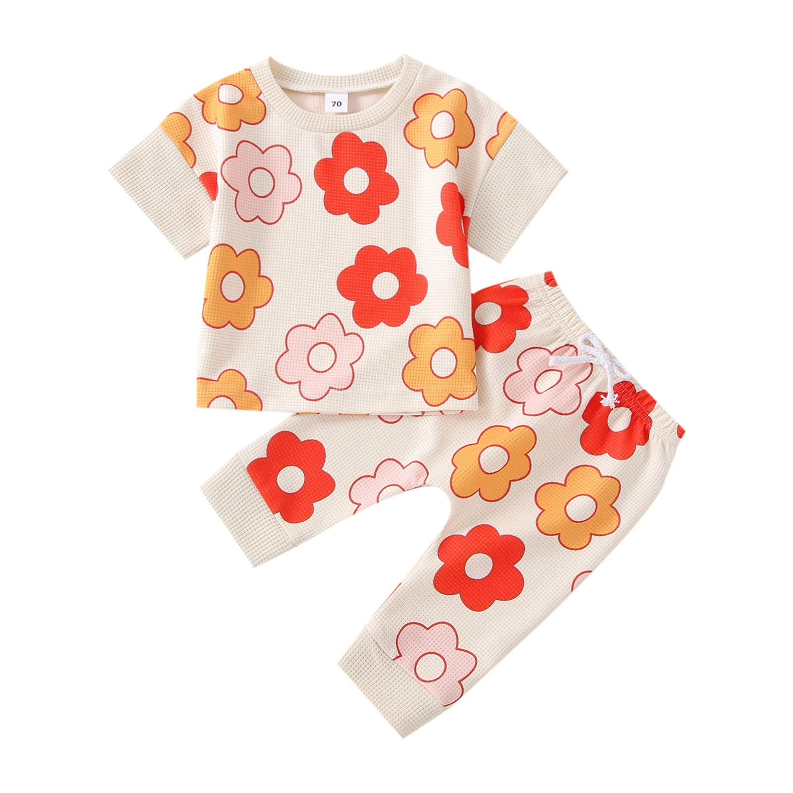 

2022 kids clothes girls Baby Two Pieces Short Sleeve Flower Printed Tops Pants Clothing Sets roupa infantil pra menino ropa bebe
