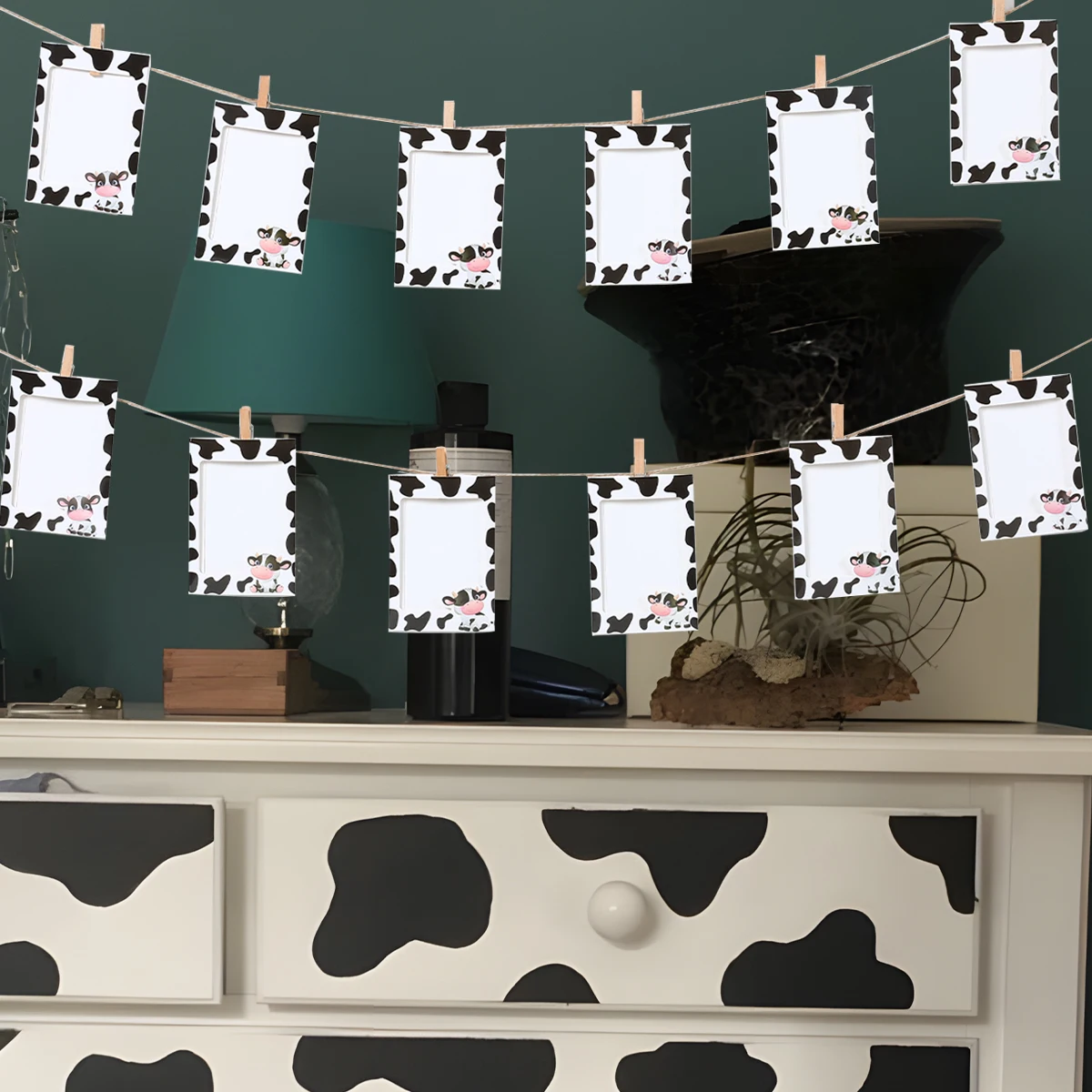 Ферма черно-белая папка с рисунком коровы флаг баннер декор для вечеринки в честь