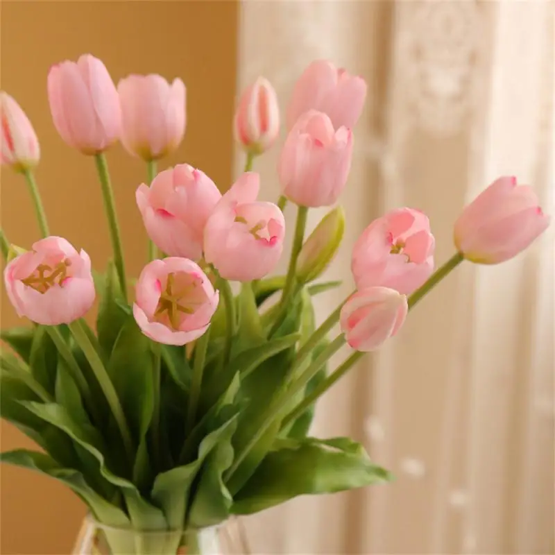 10pcs Luxury Artificial Flowers Silicone Real Touch Tulips Bride Bouquet Decorative Fake Home Christmas Decoration