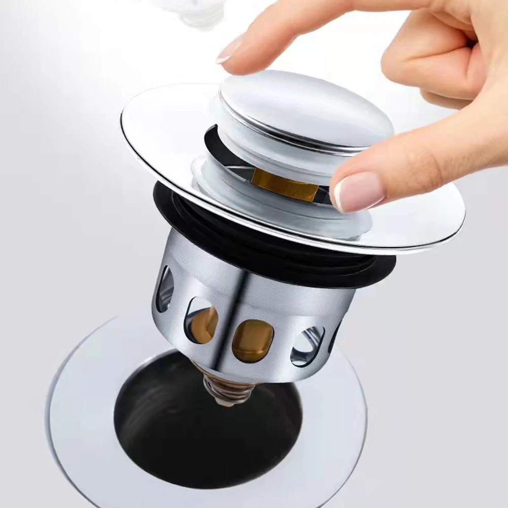 

Press Bounce Basin Pop-up Drain Filter Bathroom Shower Sink Filter Plug Hair Extension Bath Plug Kitchen Hardware Accessories