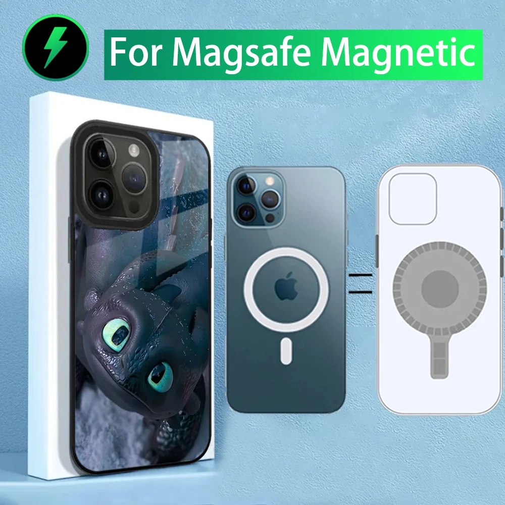Фото Милый чехол для телефона T-Toothless-S H-HTTYD для iPhone 15,14,13,12,11, Plus, Pro, Max Mini Magsafe с магнитной беспроводной зарядкой №4