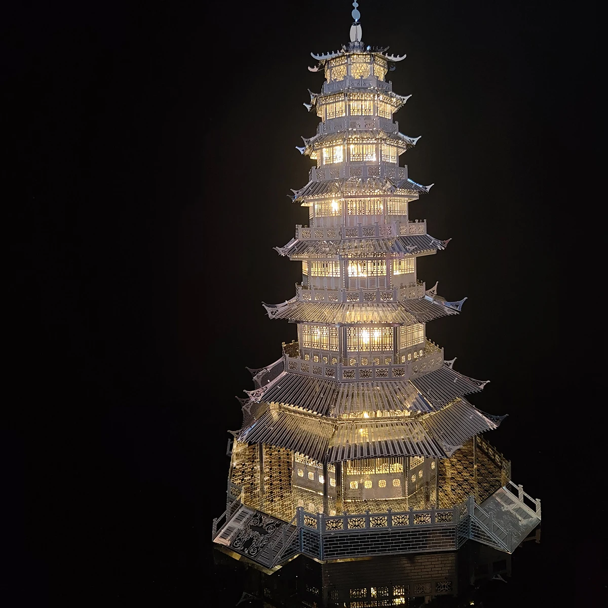

MMZ MODEL 3D Metal Puzzle Chinese Glazed Pagoda Assembly Metal Model kit DIY 3D Laser Cut Model Toys Gift for Boyfriend Adult