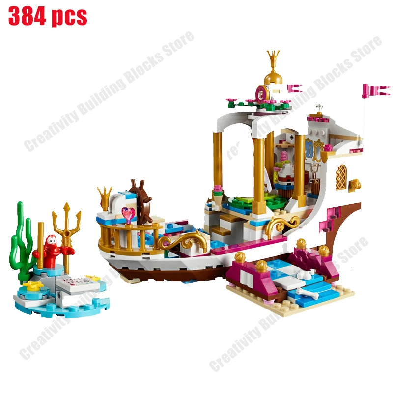 

Popular Disney Princess Mermaid Boat Building Blocks model children's building blocks toys Children's Christmas gifts