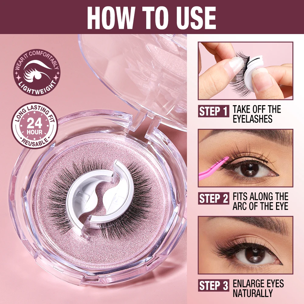 O.TWO.O Self Adhesive False Eyelashes Reusable Individual Lashes Long Thick Volume No Need Glue Eyelash Extension - купить по