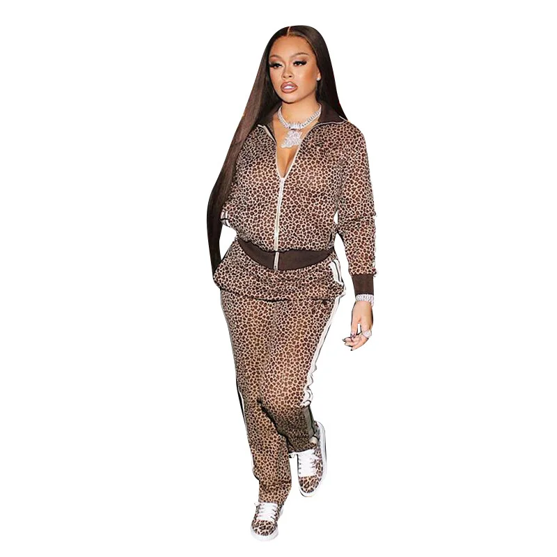 

Zabrina Trouser Suits Lady Leopard Print Casual Outfits Pant Suit Crop Tops And Pants 2 Two Piece Sets Autumn Street Tracksuits