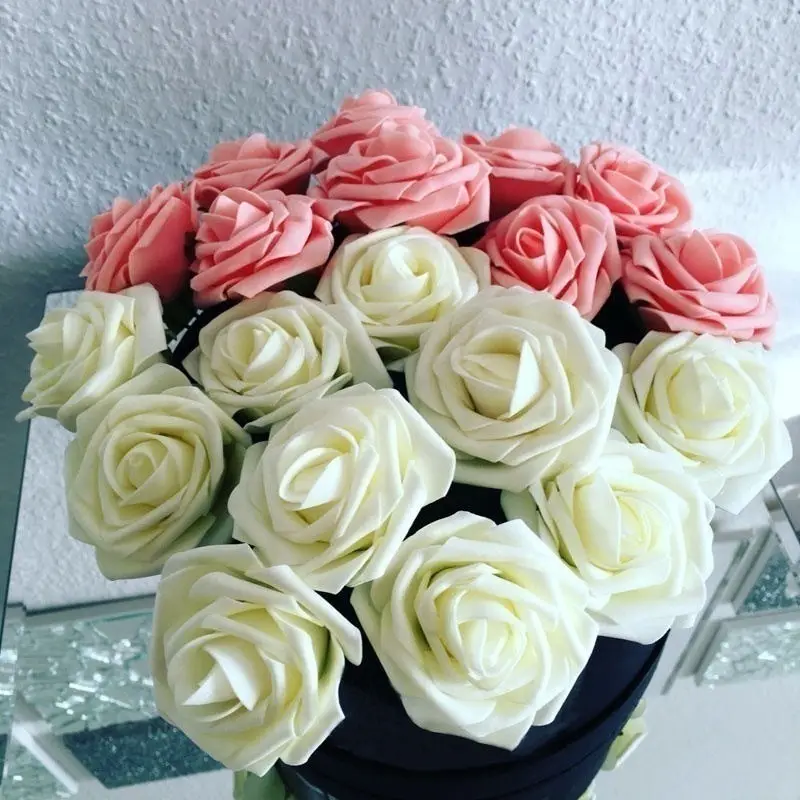

Искусственная Роза, искусственный цветок, искусственный разноцветный цветок из пенопласта для самостоятельного изготовления, букет, свадебное украшение для дома, подарок на день Святого Валентина, 25 шт.