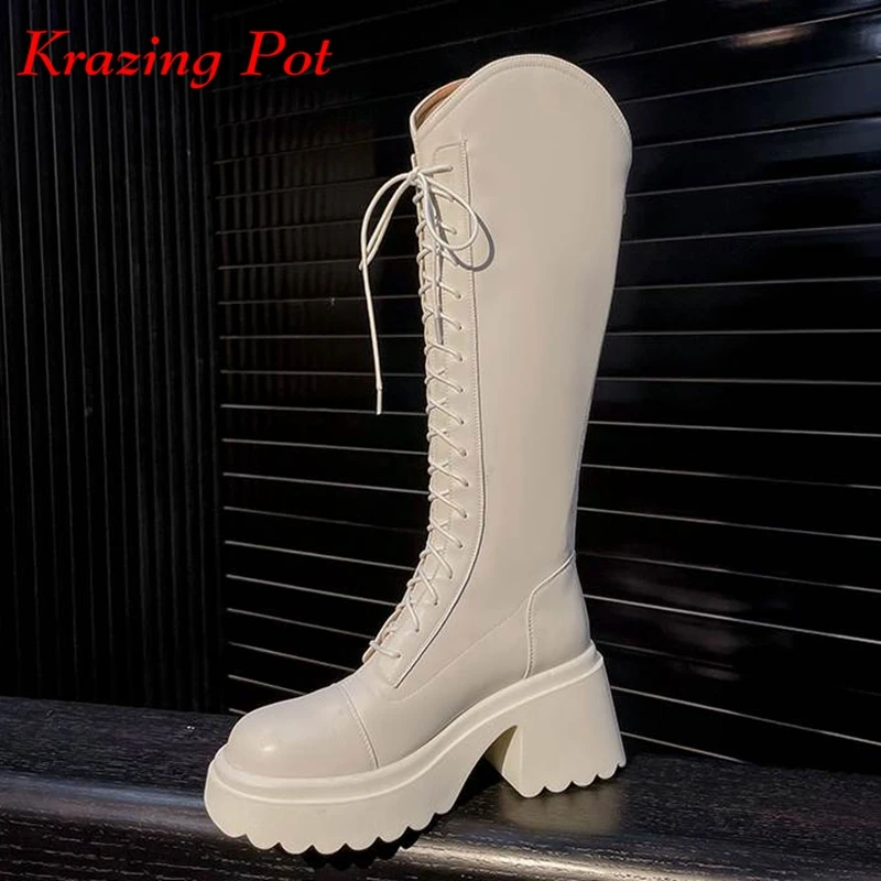 

Сапоги Krazing Pot зимние из бычьей кожи, с круглым носком, на среднем каблуке