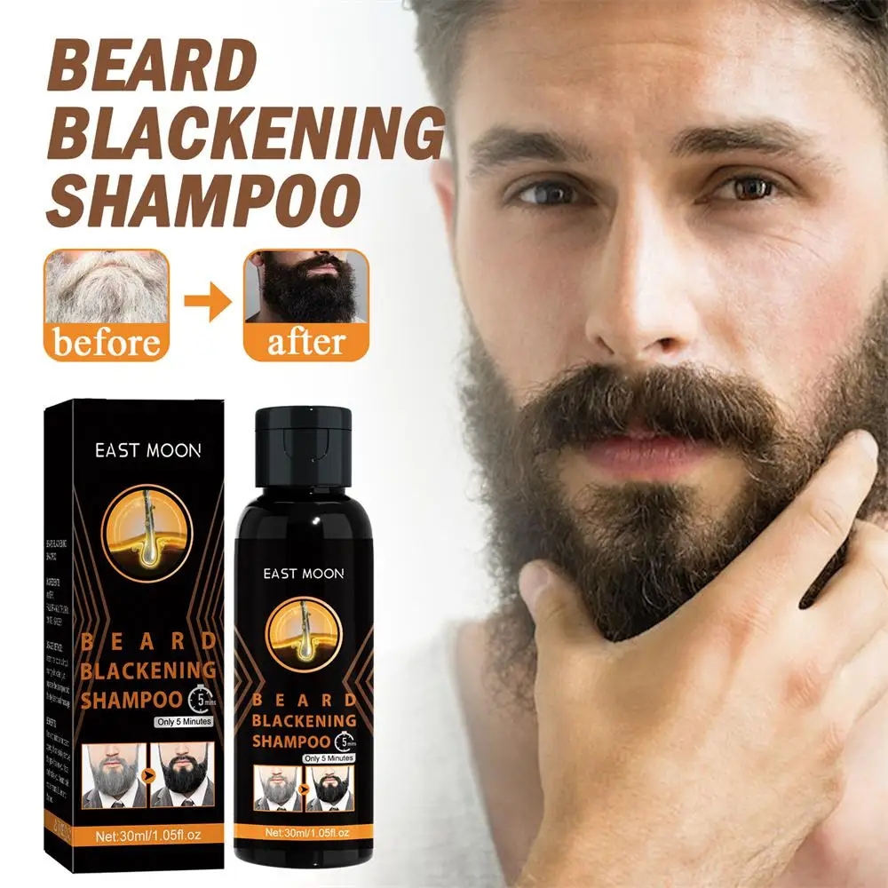 

30ml Men's Hair Beard Blacking Shampoo White-to-Black Natural Dye Shampoo Wash Ginger Polygonum Multiflorum Keratin Hair Care