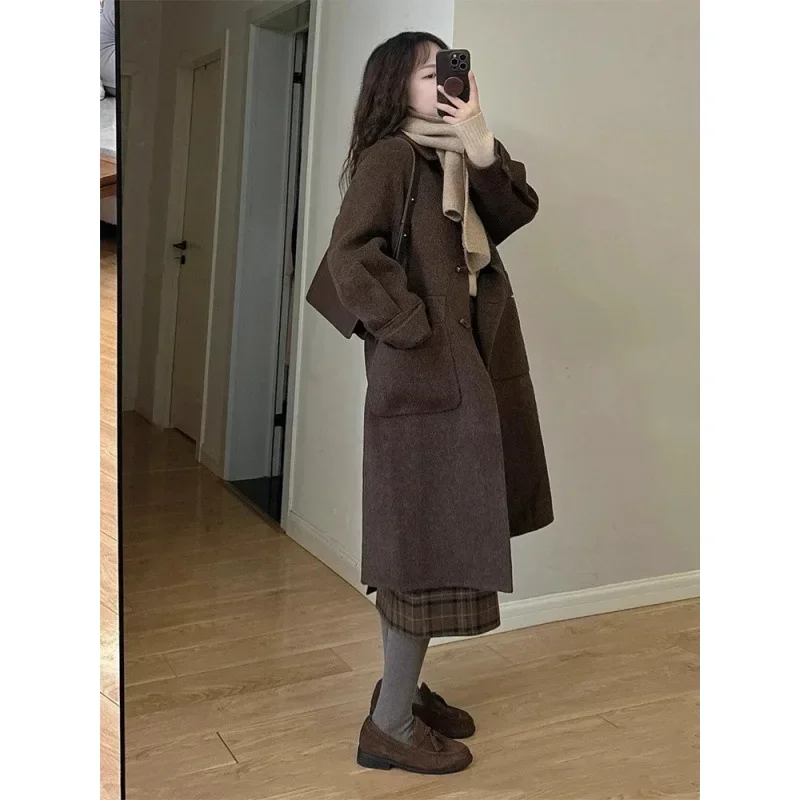 Женская шерстяная куртка средней длины Maillard кофейного цвета весенне-осенняя