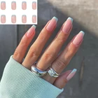 Модные французские ногти для женщин, 8 шт., простые искусственные ногти в стиле Ins, акриловые накладные ногти с полным наконечником, накладные ногти, ногти для дизайна ногтей
